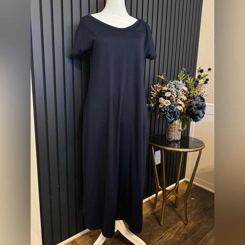 Banana Republic Dark Blue Maxi T-Shirt Dress with Pockets